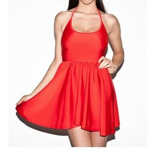 American apparel red skater halter mini dress